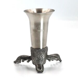 Jagermeister Shot Glass Silver Stag Head Pewter Metal Barware Party Deer Vintage